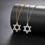VASSAGO Davidstern Anhänger Halskette Salomon Sechsspitzer Stern Talisman Edelstahl Hexagramm jüdischer Israel Schmuck für Männer (Gold-CZ)
