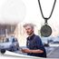 JewelryWe Schmuck Herren Halskette mit Siegel der Sieben Erzengel Anhänger Retro Edelstahl Medaille Kette Silber Gold Schwarz