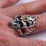 Gothic 925 Sterling Silber Feuer Totenkopf Ring mit Gold Davidstern Punk Schädel Schmuck für Herren Damen Größe 65
