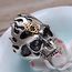 Gothic 925 Sterling Silber Feuer Totenkopf Ring mit Gold Davidstern Punk Schädel Schmuck für Herren Damen Größe 65
