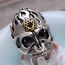 Gothic 925 Sterling Silber Feuer Totenkopf Ring mit Gold Davidstern Punk Schädel Schmuck für Herren Damen Größe 65