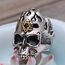 Gothic 925 Sterling Silber Feuer Totenkopf Ring mit Gold Davidstern Punk Schädel Schmuck für Herren Damen Größe 65