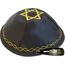 Holy Land Market Jüdische Kippah Yarmulke mit Davidstern, Bestickt, Satin, Blau mit goldenem Stricken (Schwarz mit goldenem Strick)