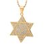 COOLSTEELANDBEYOND Goldfarben Davidstern Anhänger mit Zirkonia, Edelstahl Halskette für Damen Herren, 75cm Stahl Kugelkette