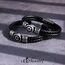 555Jewelry Edelstahl Davidstern geflochten Lederarmband für Herren Schwarz