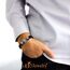 555Jewelry Edelstahl Davidstern geflochten Lederarmband für Herren Schwarz