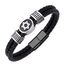 555Jewelry Edelstahl Davidstern geflochten Lederarmband für Herren Schwarz