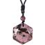 Nupuyai Rhodonit Kristall Davidstern Hexagramm Anhänger Halskette für Männer Frauen, Heilstein Amulett Kette mit verstellbarer Kordel