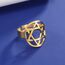 TEAMER Davidstern-Ring aus Edelstahl, verstellbar, Vintage-Fingerring, jüdischer Magen-Amulett-Schmuck für Frauen (Stil 2 – Gold)