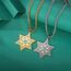 VASSAGO Davidstern-Halskette für Damen Edelstahl Zirkonia magischer Hexagon-Anhänger zierlicher religiöser jüdischer Schmuck (Gold)