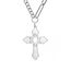 kkjoy Kreuz mit Davidstern Anhänger Halskette Ohrringe Schlüsselanhänger Edelstahl Hexagramm am Kreuz Gebetsamulett Schmuck für Frauen Männer (Halskette D (Kombinierte Kette, 50+5cm)-Silber)