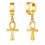 U7 Punk Creolen Ohrringe für Männer Frauen Hip-Hop Klappcreolen mit Ankh-Kreuz Anhänger 18k vergoldet Kleine Huggie Kreolen Modeschmuck Accessoire