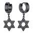 U7 Punk Creolen Ohrringe für Männer Frauen Hip-Hop Klappcreolen mit Davidstern Anhänger Schwarz Kleine Huggie Kreolen Modeschmuck Accessoire