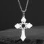 kkjoy Kreuz mit Davidstern Anhänger Halskette Ohrringe Schlüsselanhänger Edelstahl Hexagramm am Kreuz Gebetsamulett Schmuck für Frauen Männer (Halskette A (1mm Kreuzkette, 45+5cm)-Silber)