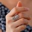 TEAMER Davidstern-Ring aus Edelstahl, verstellbar, Vintage-Fingerring, jüdischer Magen-Amulett-Schmuck für Frauen (Stil 1 – Silber)