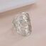 TEAMER Davidstern-Ring aus Edelstahl, verstellbar, Vintage-Fingerring, jüdischer Magen-Amulett-Schmuck für Frauen (Stil 1 – Silber)