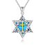 ABIGY Davidstern Kette mit Kreuz 925 Sterling Silber Opal Anhänger Hexagramm Davidstern Kette Jüdischen Hexagramm Amulett Schmuck Geschenke für Damen Männer