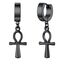 U7 Klappcroelen mit Ankh-Kreuz Anhänger schwarz Edelstahl Kleine Creolen Ohrringe Gotik Biker Punk Rock Huggie Kreolen Modeschmuck Accessoire