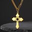kkjoy Kreuz mit Davidstern Anhänger Halskette Ohrringe Schlüsselanhänger Edelstahl Hexagramm am Kreuz Gebetsamulett Schmuck für Frauen Männer (Halskette D (Kombinierte Kette, 50+5cm)-Gold)