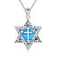 ABIGY Davidstern Kette 925 Sterling Silber Halskette mit Kreuz Opal Anhänger Hexagramm Davidstern Kette Jüdischen Hexagramm Amulett Schmuck Geschenke für Männer Damen