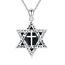 ABIGY Onyx Davidstern Halskette 925 Sterling Silber Davidstern Kette Kreuz Onyx Anhänger Hexagramm Halskette Jüdisches Amulett Schmuck Geeignet für Männer Damen Geschenke
