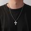 kkjoy Kreuz mit Davidstern Anhänger Halskette Ohrringe Schlüsselanhänger Edelstahl Hexagramm am Kreuz Gebetsamulett Schmuck für Frauen Männer (Halskette C (Kastenkette, 60cm)-Silber)