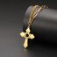 kkjoy Kreuz mit Davidstern Anhänger Halskette Ohrringe Schlüsselanhänger Edelstahl Hexagramm am Kreuz Gebetsamulett Schmuck für Frauen Männer (Halskette D (Kombinierte Kette, 50+5cm)-Gold)