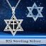 ABIGY Onyx Davidstern Halskette 925 Sterling Silber Davidstern Kette Kreuz Onyx Anhänger Hexagramm Halskette Jüdisches Amulett Schmuck Geeignet für Männer Damen Geschenke