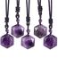 KYEYGWO Unisex Davidstern-Anhänger mit Verstellbar Nylonseil, Amethyst David Stern Halskette Hexagramm Edelstein Kettenanhänger Reiki Schmuck für Amulett, Heilung, Religiöser