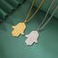 Hamsa Hand der Fatima Halskette für Frauen Hebräischer Segensanhänger Jüdischer Davidstern Halskette Israel Allah Judentum Religiöser Schmuck Islamisches Amulett für Männer (Kreuz Kette silber)