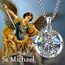 Abalone Schale Heiliger Michael Kette Sterling Silber St Michael Kette Saint Michael Anhänge Erzengel Michael Halskette Rund Amulett Schmuck für Herren