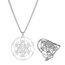 Ringe + Halskette für Damen & Herren, Edelstahl Metatrons Cube Ring für Frauen Erzengel Metatron Schutzerklärung Ausgehöhlt Damen Band Ring Schmuck für Dame Herren, einstellbar