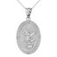 Sterling Silber Erzengel Michael Oval Zirkonia Gebet Anhänger Halskette (Large) (Kommt mit Einer 45 cm Kette)