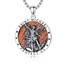 Shusukue Holz St. Michael Kette Erzengel Saint Michael Amulett Schutzpatron Halskette 925 Sterling Silber, Medaillen Gebetsmünzen Anhänger Christlicher Religiöser Schmuck für Männer