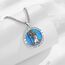 EUDORA Harmony Ball Heiliger Christophorus Kette Medaille für Damen Herren, Sterling Silber 925 Blau Opal Christophorus Anhänger Halskette Amulett Schmuck, Geschenke für Frauen Herren, 55CM+61CM