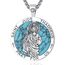 EUDORA Heiliger Judas Thaddäus mit Türkis Kette Medaille für Damen Herren Sterling Silber 925, Heiliger Judas Thaddäus Amulett Anhänger Christlicher Schmuck Geschenke für Frauen Männer, 22"
