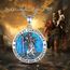 EUDORA Harmony Ball Heiliger Christophorus Kette Medaille für Damen Herren, Sterling Silber 925 Blau Opal Christophorus Anhänger Halskette Amulett Schmuck, Geschenke für Frauen Herren, 55CM+61CM