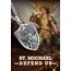 AEONSLOVE Erzengel Michael Anhänger Silber 925 für Damen Herren Heiliger Michael Medaille Kette Saint Michael Archangel Amulett Halskette Abalone-Muschel Katholische Schmuck Religiöse Geschenk