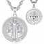 AEONSLOVE Heiliger Benedikt Halskette Silber 925 für Herren Damen Benedikt Kreuz Anhänger Benedikt Medaille Christliche Katholische Schmuck Religious Protector Talisman Kette (Weiße)