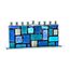 Chanukka Menora aus Glas - Blau und Weiß Menorah Hanukkah - Western Wall/Kotel - Passend Für Alle Standard Chanukka Kerzen - Handgefertigte Menorah aus Bemaltem Glas