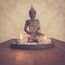 Buddha Sitzend mit Teelicht 22cm Deko-Statue für Wohnzimmer oder Bad Zen-Garten Deko-Figur Teelichthalter orientalisch (Nr. 1)