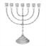 NKlaus Menorah 30cm hoch 7er Leuchter für Kerzen bis Ø 2cm Kerzenleuchter groß Silber Kerzenständer Messing vernickelt 2884