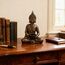 FGXY Buddha-Figur Buddha-Figur Meditierender Thai Buddha Statue sitzend mit Kerzenhalter Buddha-Statue aus Polyresin für Innen und Außen Kupfer