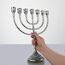 NKlaus Menorah 30cm hoch 7er Leuchter für Kerzen bis Ø 2cm Kerzenleuchter groß Silber Kerzenständer Messing vernickelt 2884