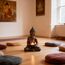 FGXY Buddha-Figur Buddha-Figur Meditierender Thai Buddha Statue sitzend mit Kerzenhalter Buddha-Statue aus Polyresin für Innen und Außen Kupfer