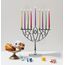 Chrom Chanukka Menora - Passend Für Alle Standard Chanukka Kerzen - Menorah Hanukkah - Traditionelle Prismatisch Design mit Davidstern - 23 cm Hoch