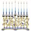The Dreidel Company Chanukkah-Menorah, Emaille, Granatapfel und Blauer Vogel, handbemalt, emailliertes Metall Menora