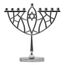 Chrom Chanukka Menora - Passend Für Alle Standard Chanukka Kerzen - Menorah Hanukkah - Traditionelle Prismatisch Design mit Davidstern - 23 cm Hoch