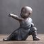 Pevfeciy Keramik Buddha Figur Kleine,Kung Fu Mönch Statue Kreative Handwerk Ornamente,Tee Tray Tablett Desktop Deko Wohnzimmer Schlafzimmer Balkon Fenster