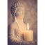 Stein Buddha Figur Deko Weiß 30cm Thai Skulptur Teelicht Betende Garten Steinfigur Teelichthalter Statue Zen Buddhafigur